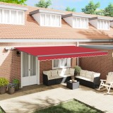 vidaXL Marchiză Retractabilă Manuală cu LED Roșie 500x350 cm