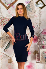 Rochie midi eleganta bleumarin foto