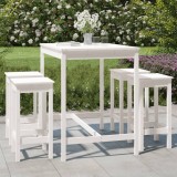 Gossi set mobilier de bar pentru gradina, 5 piese,alb, lemn masiv pin