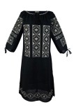 Rochie dama casual R11D, negru/bej , marimea S, Bumbac