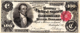 100 dolari 1891 Reproducere Bancnota USD , Dimensiune reala 1:1