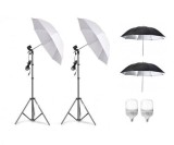 Cumpara ieftin Kit de 4 umbrele alb-negru, 2 trepiezi reglabili 200 cm, 2 becuri LED 25W, Dactylion