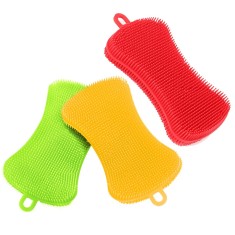 Burete Silicon Koken, Set bureti de vase multifunctional, Rezistent, Reutilizabill, pentru Bucatarie/Baie, Antibacterian, Multicolor, 12,5 x 7 cm - Se