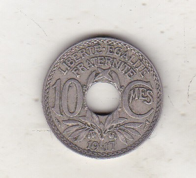 bnk mnd Franta 10 centimes 1917 foto