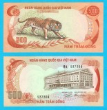 Vietnam Sud (p#33) 500 Dong 1972 aUNC+ 'Tigru' serie: R4 937364; (ROG CITITI DETALIILE!)