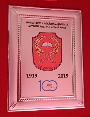 D16 22 - Placheta - Centrul militar zonal Timis 100 ani - 1919 - 2019 foto