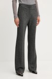BOSS pantaloni culoarea gri, lat, high waist, 50543725