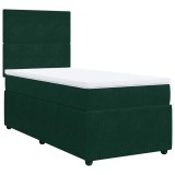 Cumpara ieftin Pat box spring cu saltea, verde inchis, 90x190 cm, catifea
