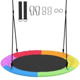 AIYAPLAY Leagăn Tip Cuib pentru Copii &Oslash;100 cm, Leagăn de Copac cu Corzi Reglabile și Curele, Joc de Exterior pentru Copii 3-8 Ani, Capacitate 300 kg,