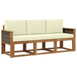 vidaXL Set de canapele de exterior cu pernă 3 pcs Natural și Crem 3384946