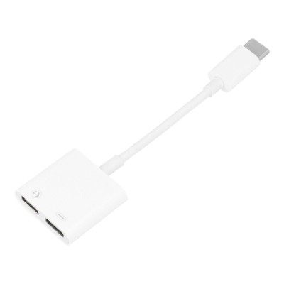 Adaptor HF, Redare muzica si incarcare dispozitive simultan, Type-C / Type-C, Alb foto