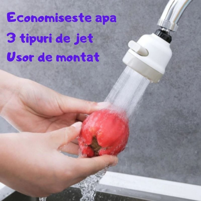 Cap de robinet cu 3 tipuri de jet, functie economisire apa