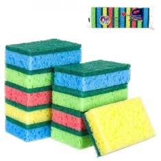 Bureți de Bucătărie, Dublu Strat, Set 10 Bucăți, Multicolor, Dimensiuni 9x6x2 cm