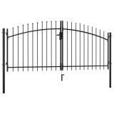 vidaXL Poartă de gard cu uși duble, cu v&acirc;rfuri de suliță, 300 x 150 cm
