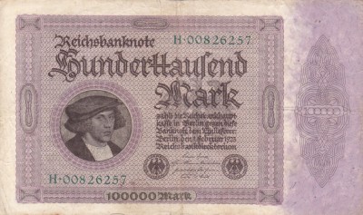 GERMANIA 100.000 marci 1923 VF!!! foto