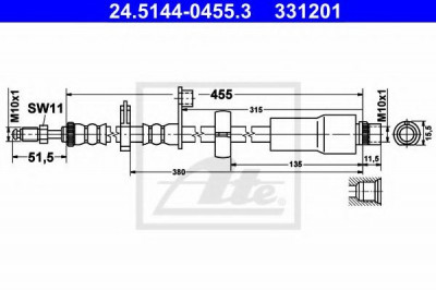 Conducta / cablu frana FIAT SCUDO platou / sasiu (272, 270) (2007 - 2016) ATE 24.5144-0455.3 foto