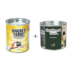 Combo Vopsea Magnetica+ Vopsea Cu Efect De Tabla De Scris Verde