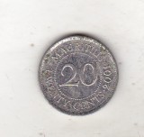 bnk mnd Mauritius 20 centi 2001