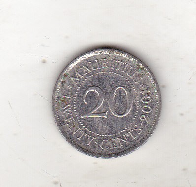 bnk mnd Mauritius 20 centi 2001 foto