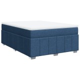 Cumpara ieftin Pat continental cu saltea, albastru, 140x200cm, material textil