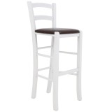 Scaun Paesana bar - cadru alb - imitatie piele maro - 15611