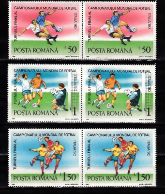 A11 TX9 15 - 1990 - Turneul final al CM de fotbal - Italia - perechi doua timbre foto