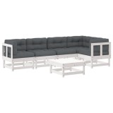 VidaXL Set mobilier relaxare grădină&amp;perne 6 piese alb lemn masiv pin 3185984