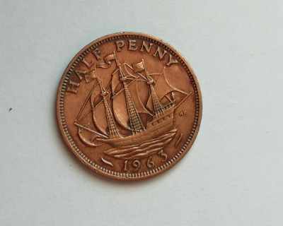 M3 C50 - Moneda foarte veche - Anglia - Half penny - 1963 foto