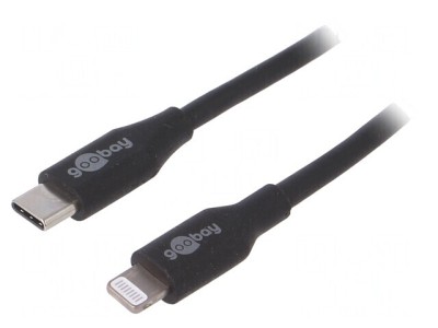 Cablu USB 2.0 Lightning la USB-C 1m Negru 87W foto