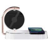 Cumpara ieftin Lampa de veghe cu proiectie holografica 3D si incarcare wireless 10 W, 3 moduri de iluminare, Alb, Oem