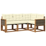 vidaXL Set de canapele de exterior cu pernă 4 pcs Natural și Crem 3381914