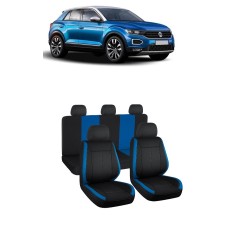 Set huse scaune Volkswagen T-Roc (2019-2023) Negru-Albastru