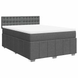Cumpara ieftin Pat box spring cu saltea, gri inchis, 140x190 cm, textil