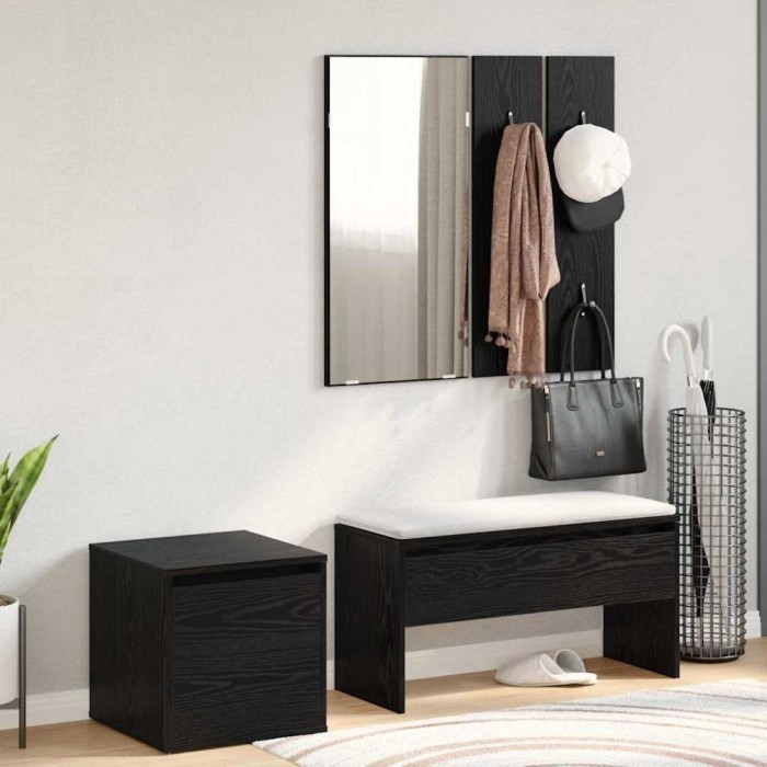 vidaXL Set mobilier hol cu sertar 3 pcs Stejar negru 80 x 31 x 40 cm 3332525