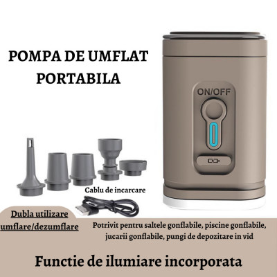 Pompa de umflat TrendiShop&amp;reg;, LED, Acumulator 1200 mAh, 140 gr, 25 W, 200l/min foto