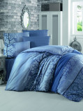 Cumpara ieftin Lenjerie de pat pentru o persoana, 2 piese, 135x200 cm, amestec bumbac, Victoria, Oyku, albastru