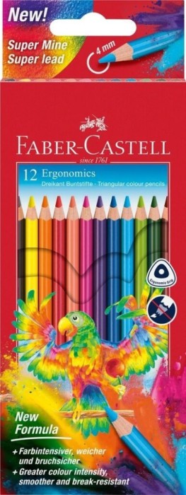 Creioane colorate triunghiulare Faber-castell Ergonomics, 12 culori