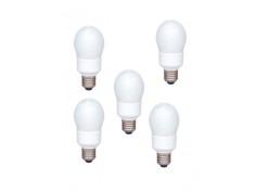 SET 5 becuri fluorescent Panasonic, soclu E27, putere 18W, forma oval, lumina alb rece, alimentare 220 - 240 V, &quot;EFA18E65HD-5&quot; (timbru verde 2.25 lei)