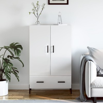 Gossi dulap inalt, alb extralucios, 69,5x31x115 cm, lemn prelucrat foto