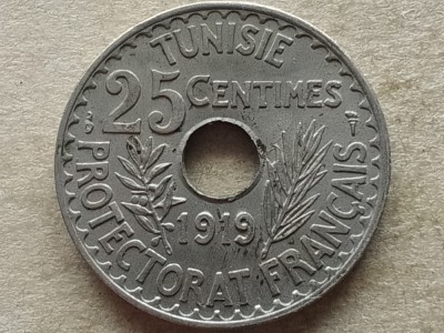 TUNISIA-25 CENTIMES 1919 foto