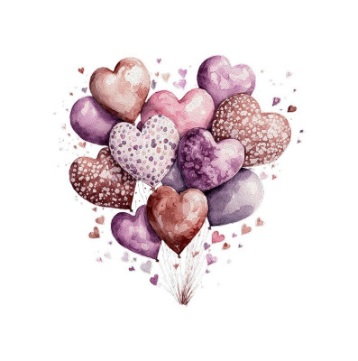 Sticker decorativ Baloane in forma de inima, Multicolor, 55 cm, 3893ST foto