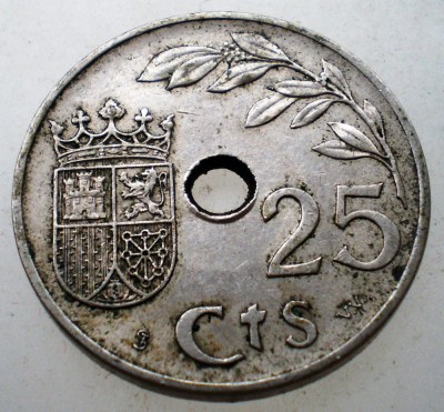 7.599 SPANIA 25 CENTIMOS 1937 foto