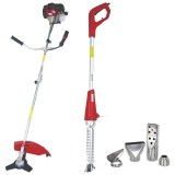 Raider RD-GBC10 + RD-HG20 - Motocoasa pe benzina 2 CP 255 mm 42.7 cm3 cutit metalic cu 3 dinti + Arzator electric de buruieni 2000 W 1.17 m