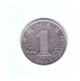 Moneda China 1 yuan 2010, stare buna, curata