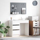 vidaXL Birou Alb MDF, Scris/Calculator, Mediu, 100x40cm, Design Modern, Depozitare 3 Sertare, Rezistent 100kg