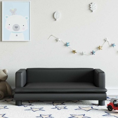 vidaXL Canapea pentru copii, negru, 80x45x30 cm, piele ecologică 3196312 foto