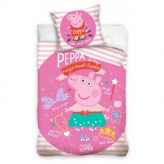 Lenjerie de pat Peppa Pig, 2 Piese, 140A 200 cm, 70A 90 cm, 100% Bumbac