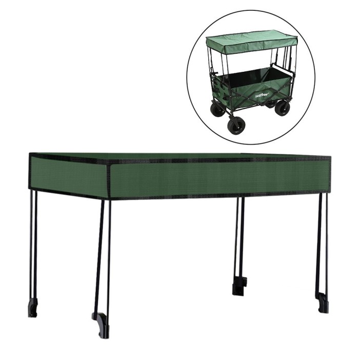 Leziter Carucior de plaja premium cu acoperis verde Mobalis Homvera