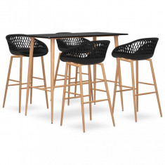 vidaXL Set mobilier de bar, 5 piese, negru foto