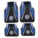 Set 4 Covorașe Auto Universale &ndash; Design Volkswagen Albastru/Negru &ndash; Aftermarket, PVC